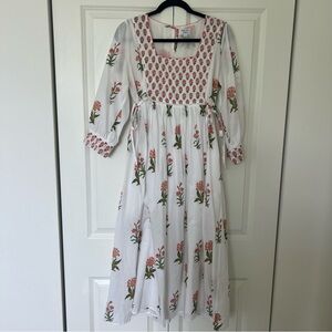 Pink City Prints Puglia Folk Midi Dress - Medium